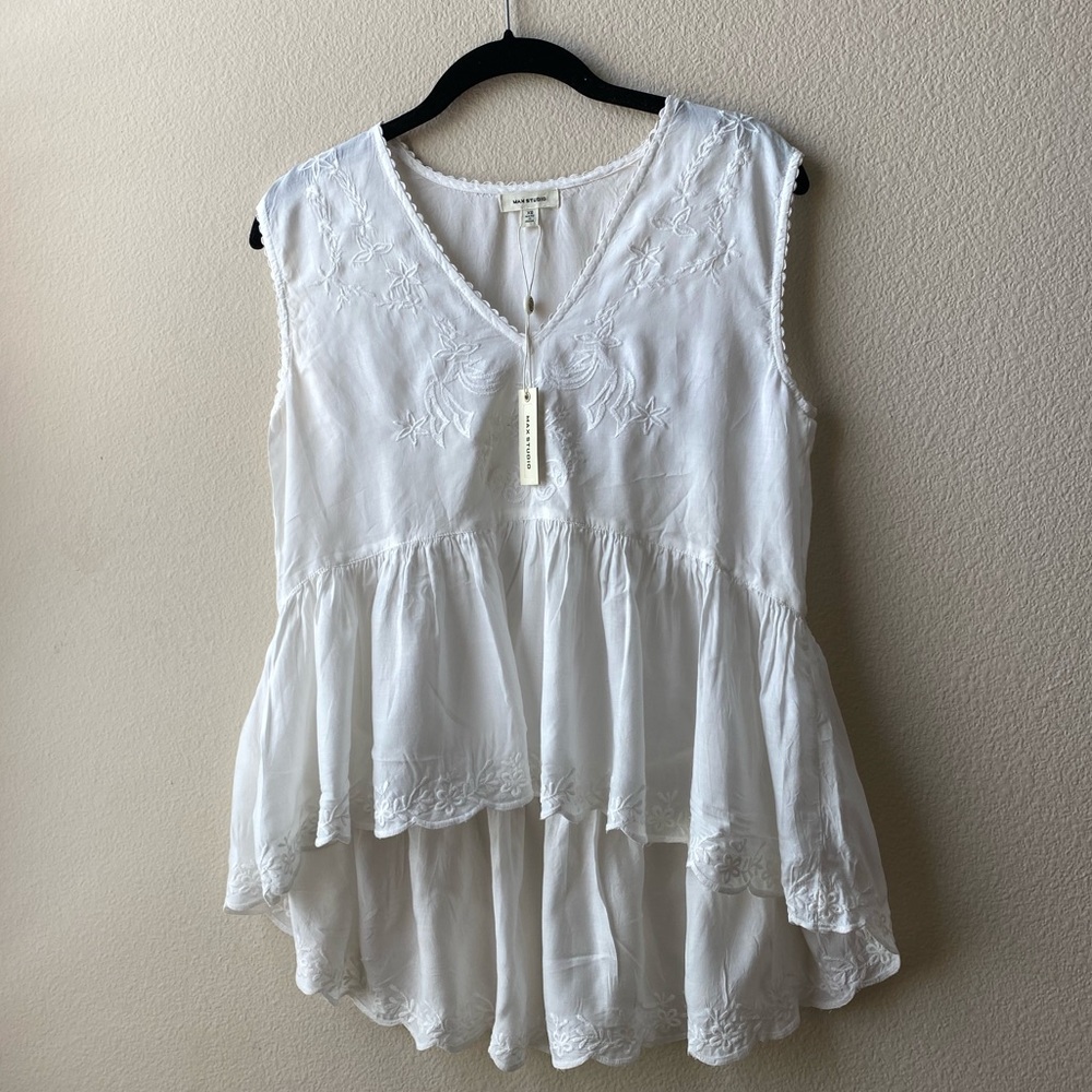 Max Studio Light Embroidered Sleeveless Tank